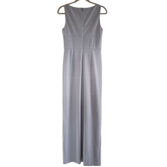 NWT Adrianna Papell Silver Gray Sleeveless Draped Formal Maxi Column Dress - Picture 4 of 9